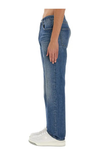 Valentino men’s blue denim jeans with straight-leg cut and classic five-pocket design