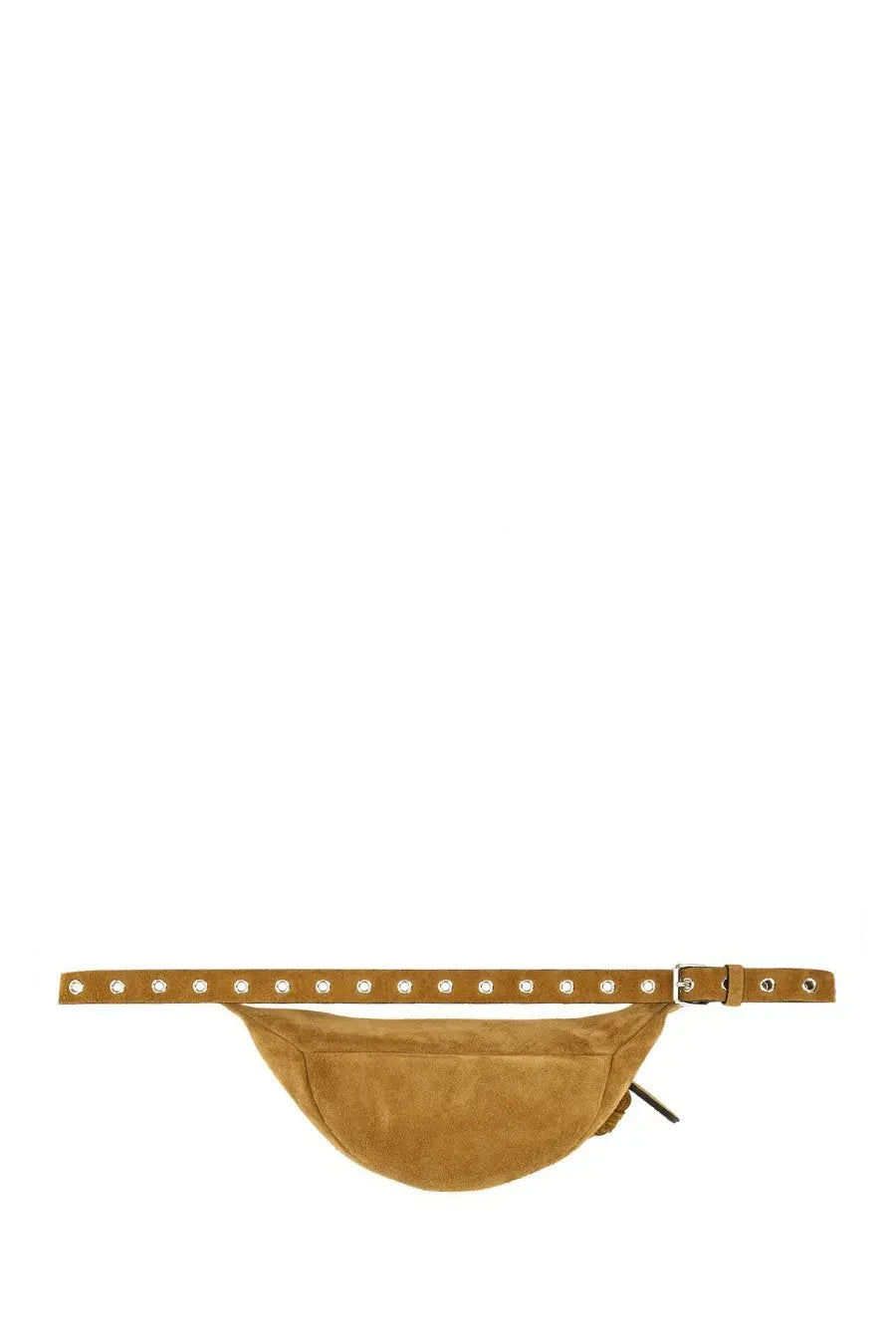 Valentino men’s Nellcôte pouch in beige suede with tan suede fanny pack and studded belt strap