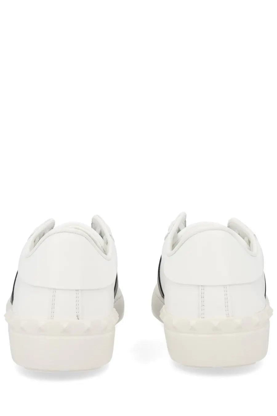 Valentino men’s open sneaker white leather with black side stripes and chunky textured sole