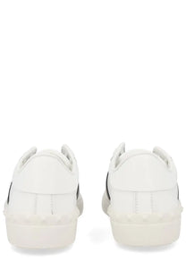 Valentino men’s open sneaker white leather with black side stripes and chunky textured sole