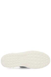 White rubber sole with textured grid pattern and subtle embossed branding on valentino mens open sneaker white
