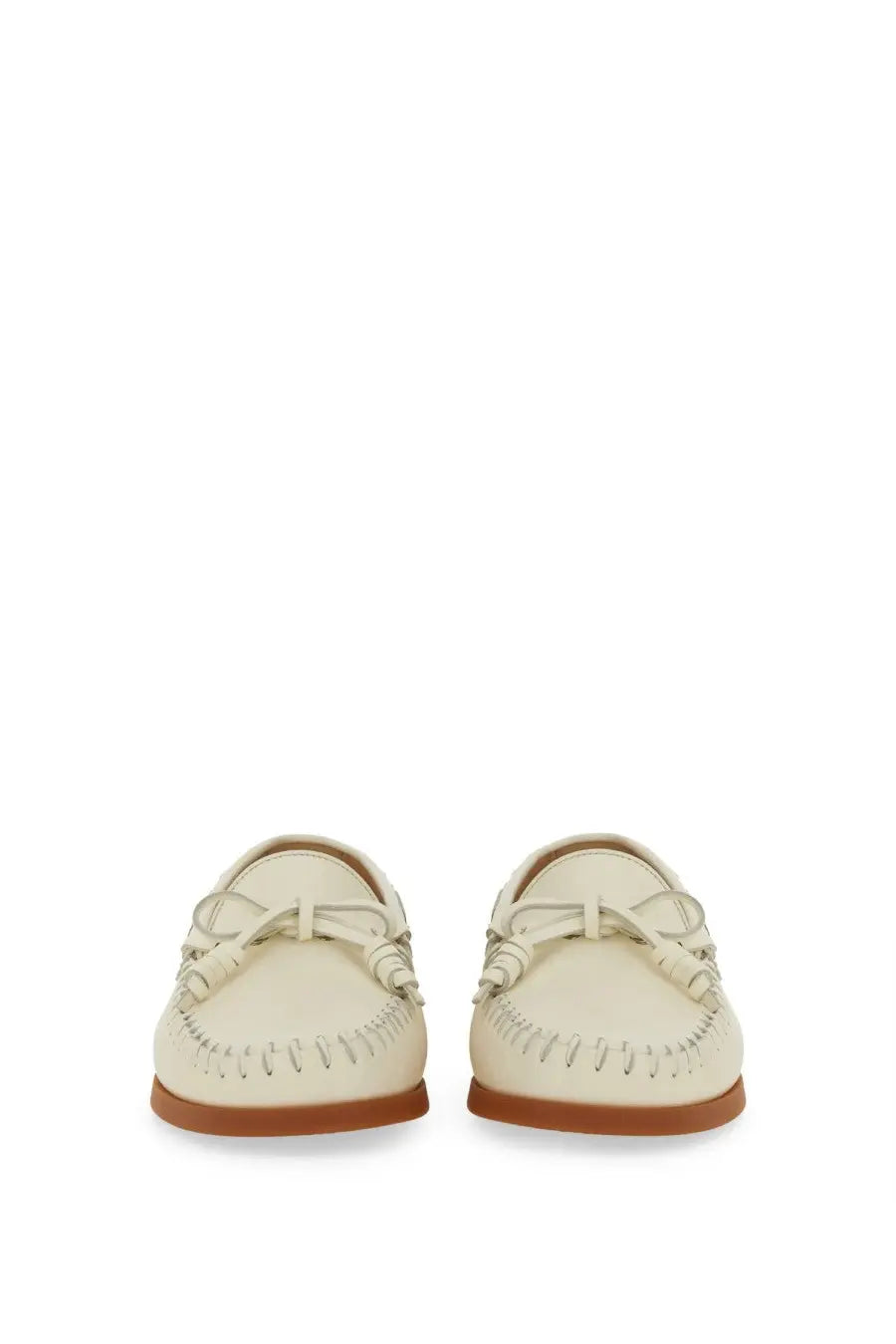 Valentino men’s palm avenue boat moccasin white cream leather loafers with frayed tassel and tan rubber soles