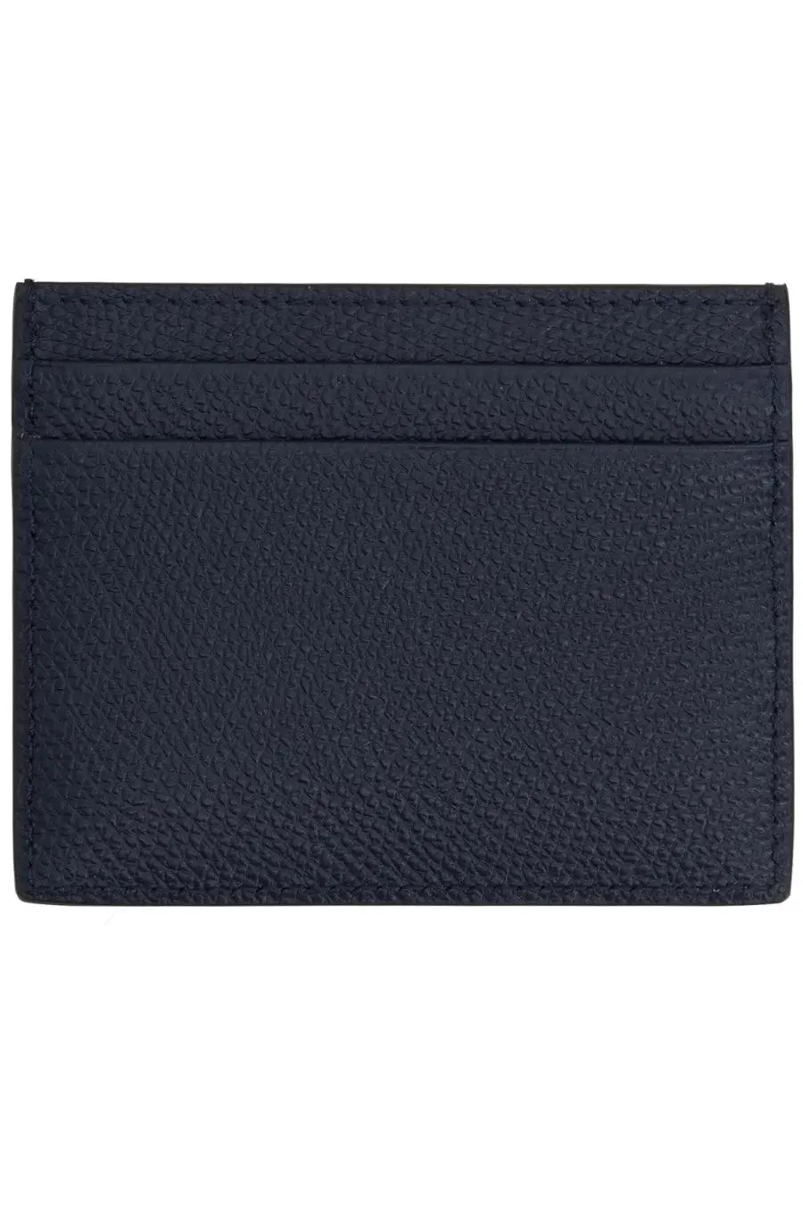 Navy blue textured leather card holder for men by Valentino featuring the Portacarte Vlog signature design