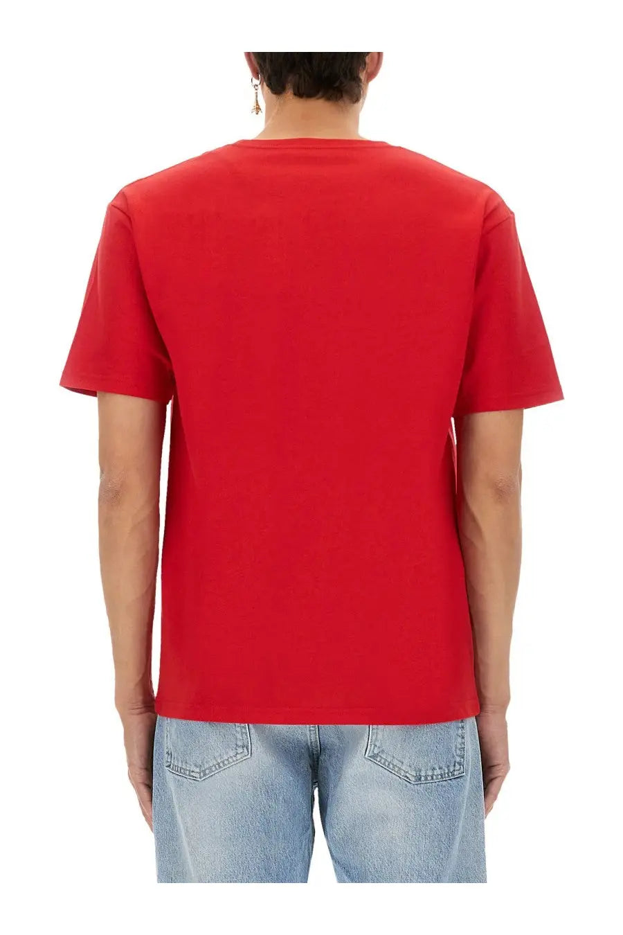 Valentino men’s red short-sleeved cotton t-shirt with a simple crew neck design perfect for casual wear