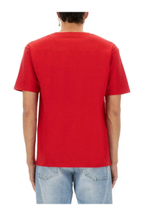 Valentino men’s red short-sleeved cotton t-shirt with a simple crew neck design perfect for casual wear