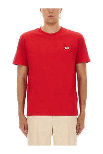 Valentino men’s red t-shirt with a small embroidered logo on the left chest in soft cotton material