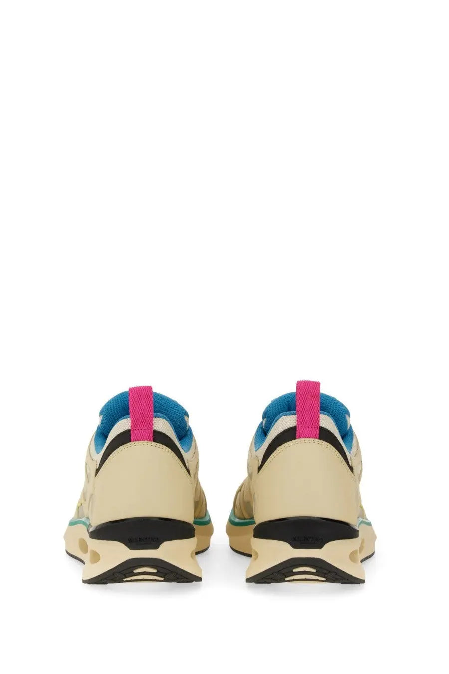 Valentino men’s sneaker low top Vlogo Easyjog white cream sneakers with pink and teal accents and breathable mesh upper