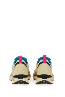 Valentino men’s sneaker low top Vlogo Easyjog white cream sneakers with pink and teal accents and breathable mesh upper