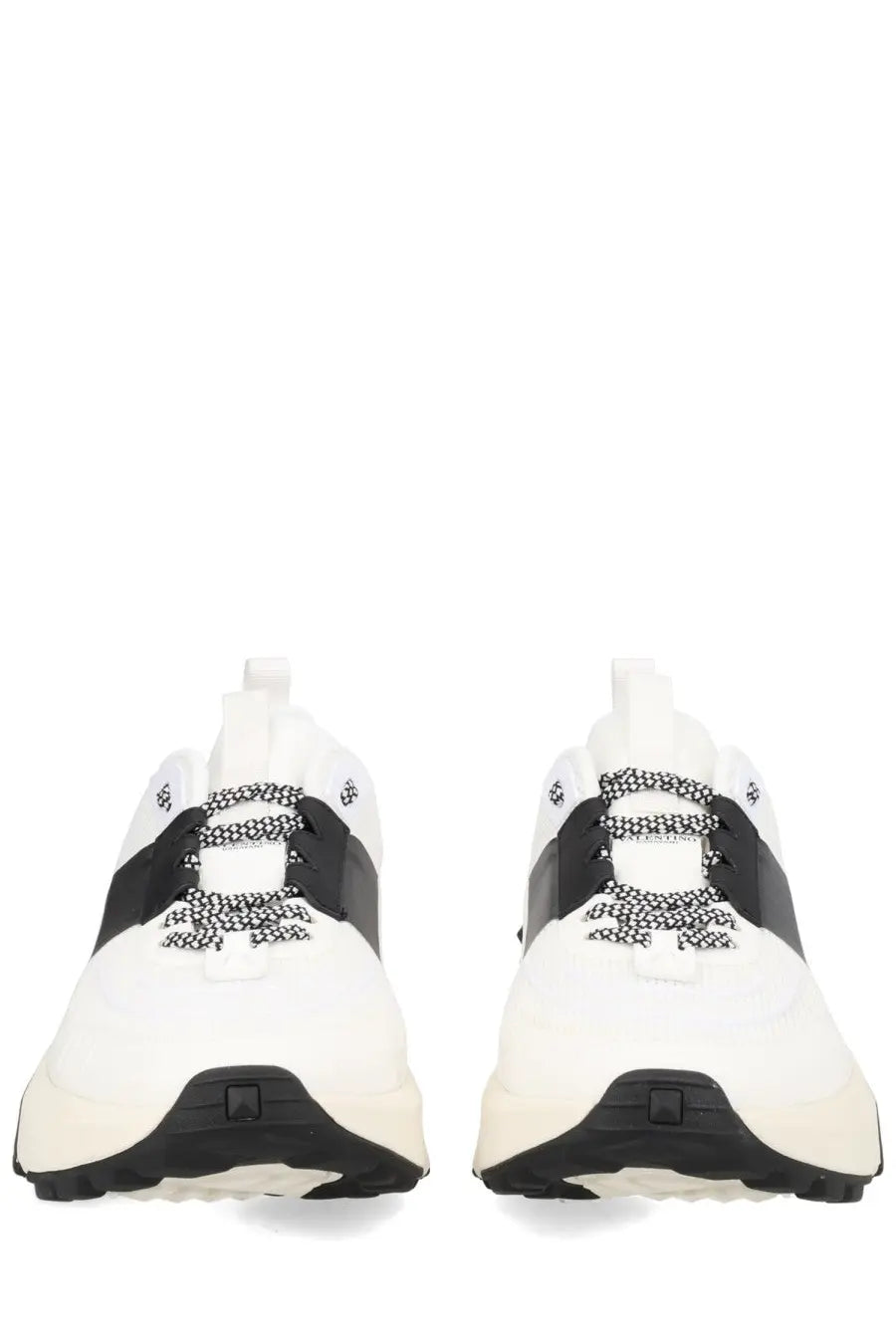 Valentino men’s sneaker true act white athletic shoes in white and black with textured patterned laces