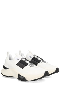 Valentino men’s sneaker true act white featuring white leather with black accents and decorative stitching