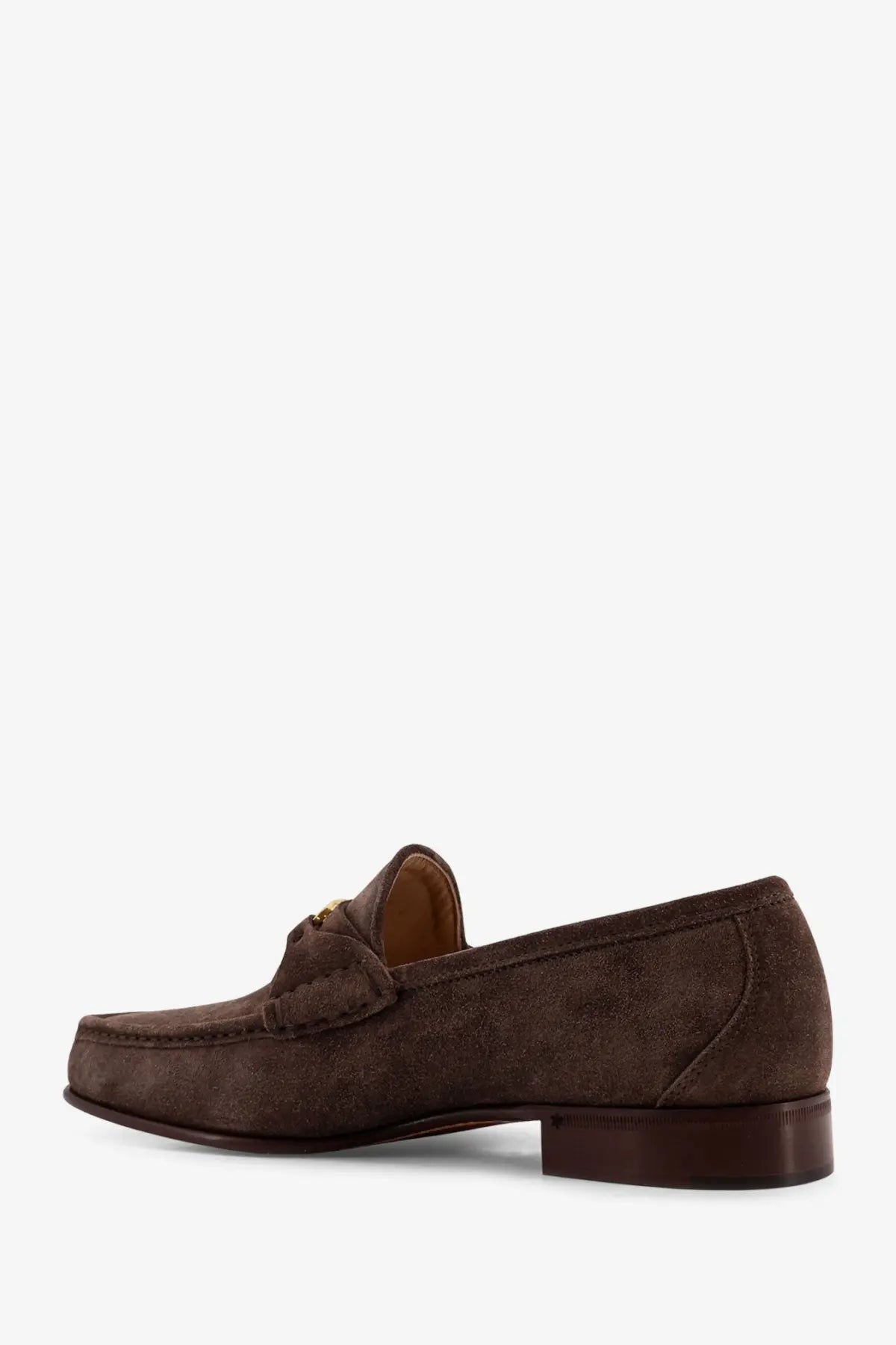 Valentino men’s brown suede loafers with gold-tone horsebit detail in a classic slip-on style