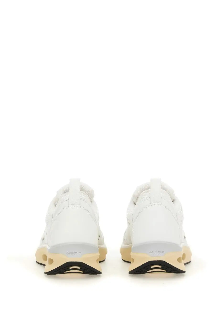 Valentino men’s Vlogo easyjog sneaker white with beige and black sole in leather and mesh material