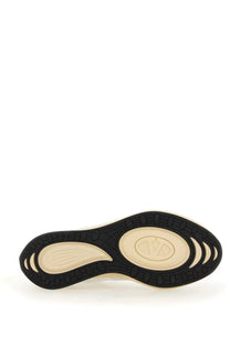 Beige and black sole of valentino men’s vlogo easyjog sneaker white with distinctive oval logo embossed in center