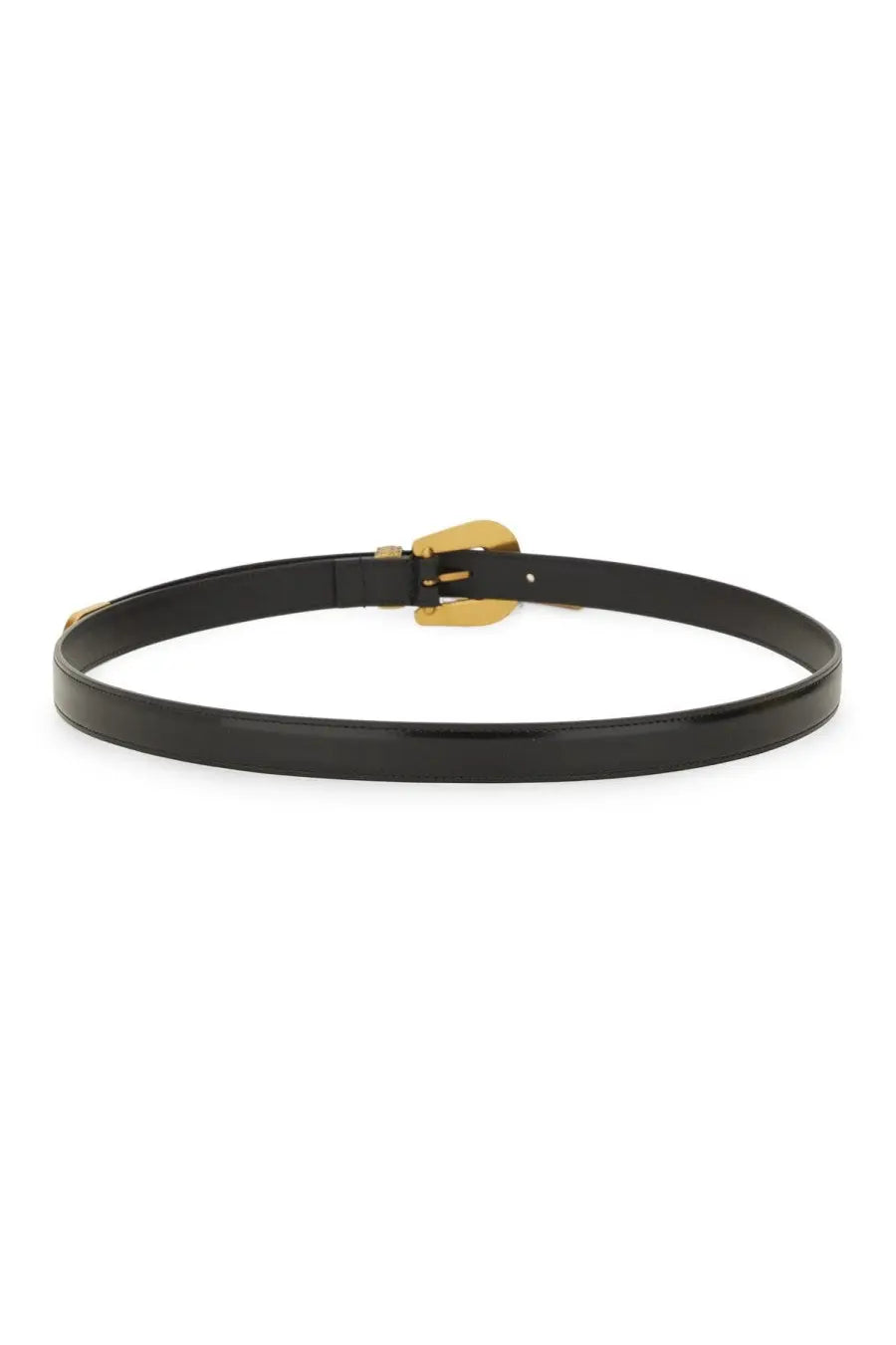 Valentino men’s vlogo signature belt black with gold-tone buckle made of black patent leather
