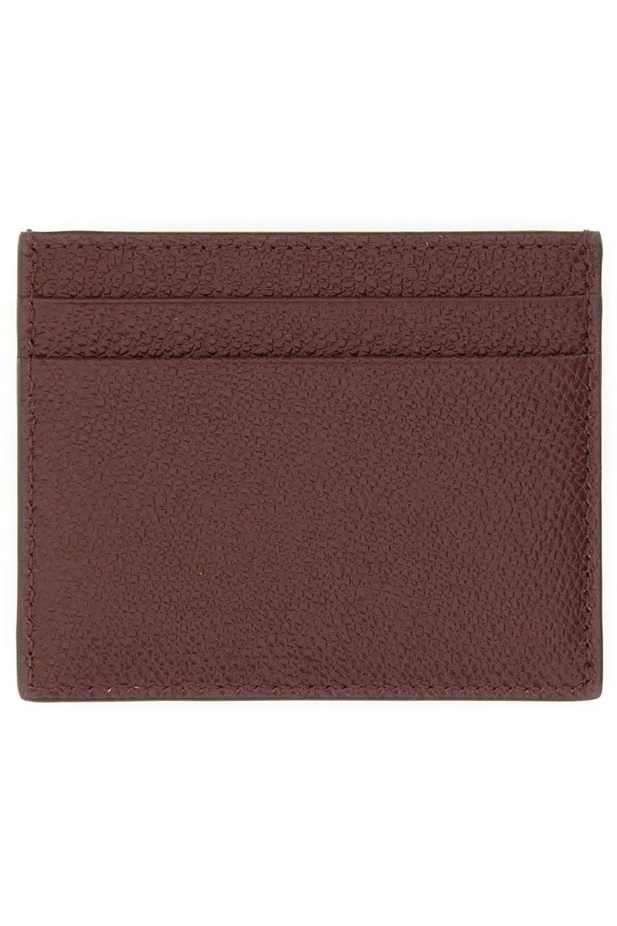 Valentino men’s vlogo signature card holder red minimalist brown textured leather with precise edge stitching