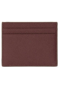 Valentino men’s vlogo signature card holder red minimalist brown textured leather with precise edge stitching