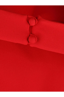 Valentino women’s cady couture dress in vibrant red fabric with two matching round buttons at the cuff
