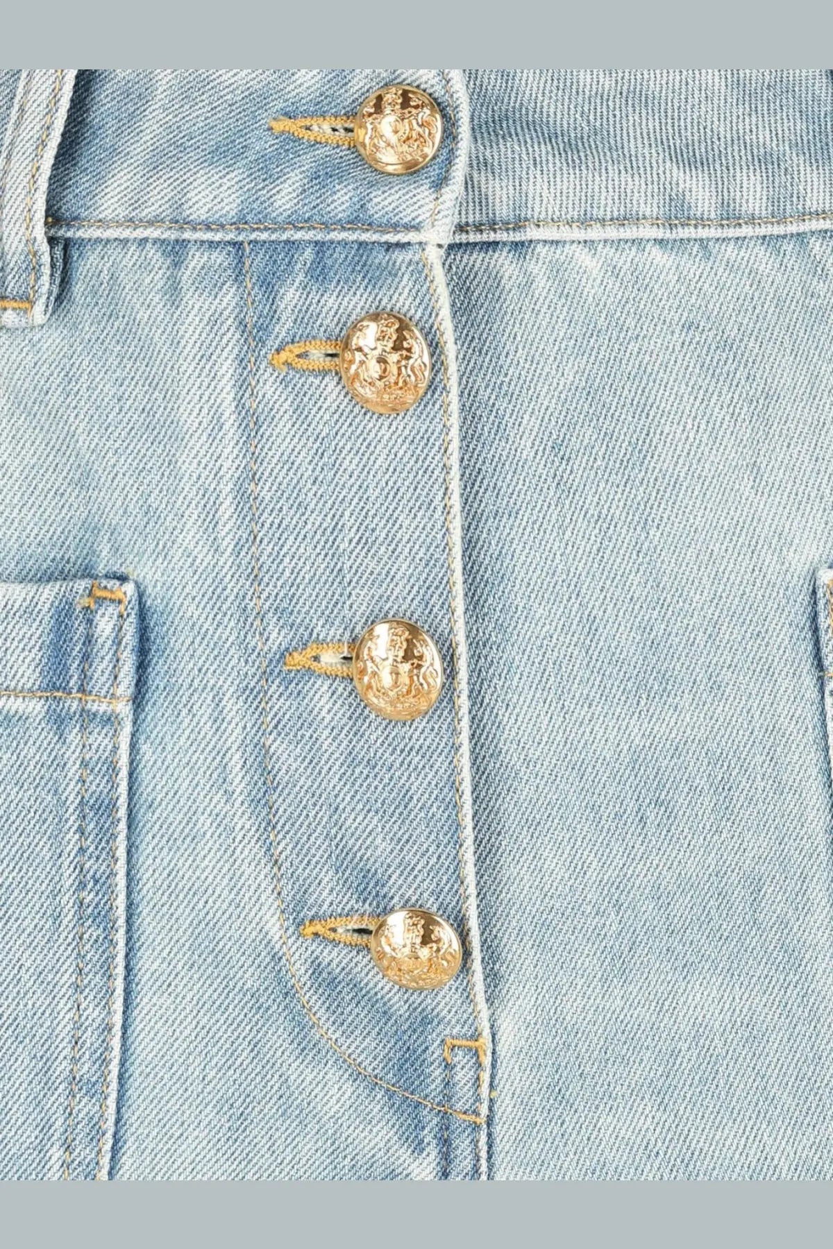 Light blue cotton denim jacket with gold-tone embossed buttons from valentino womens chez valentino cotton jeans blue collection