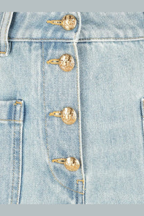Light blue cotton denim jacket with gold-tone embossed buttons from valentino womens chez valentino cotton jeans blue collection