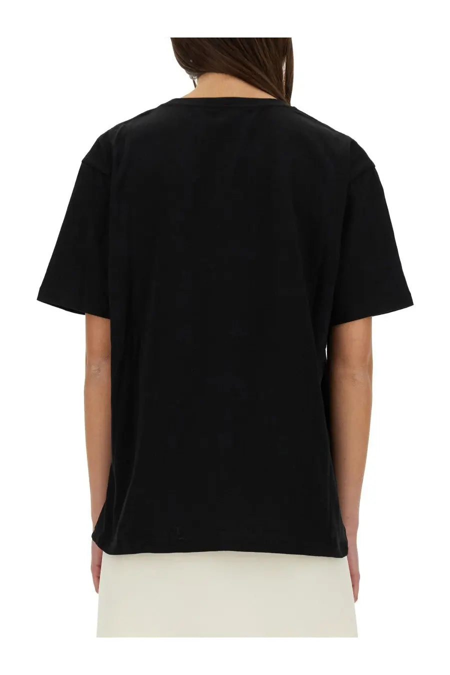 Black oversized cotton t-shirt with relaxed fit and short sleeves from Valentino womens chez Valentino print shirt black