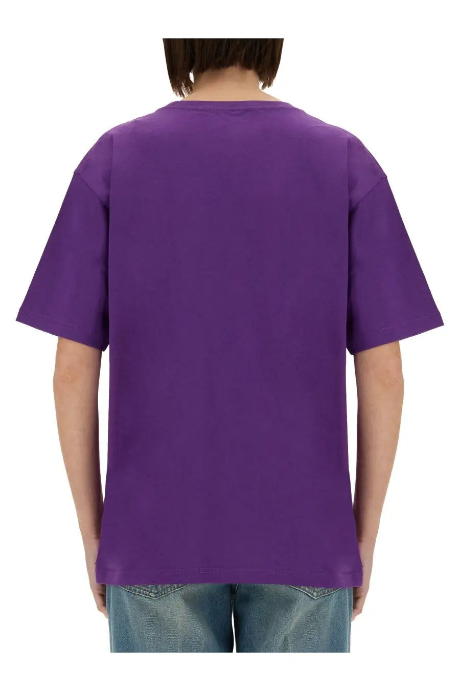 Valentino women’s chez valentino print shirt purple oversized cotton t-shirt with relaxed fit and short sleeves