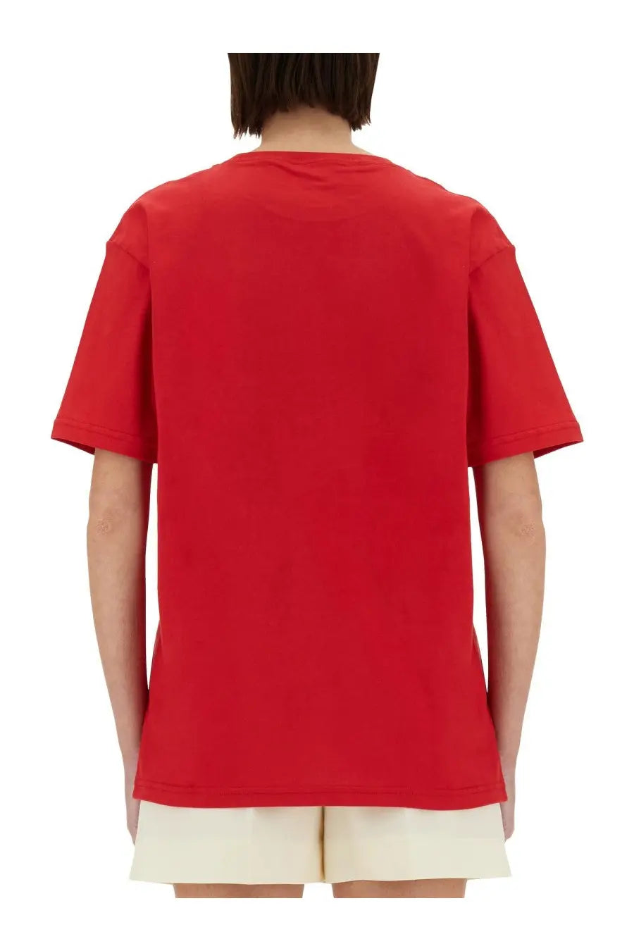 Valentino women’s oversized red short-sleeved t-shirt with classic crew neck featuring Chez Valentino print