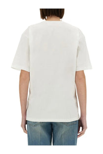 Valentino women’s chez valentino print shirt white oversized cotton t-shirt with relaxed fit and short sleeves