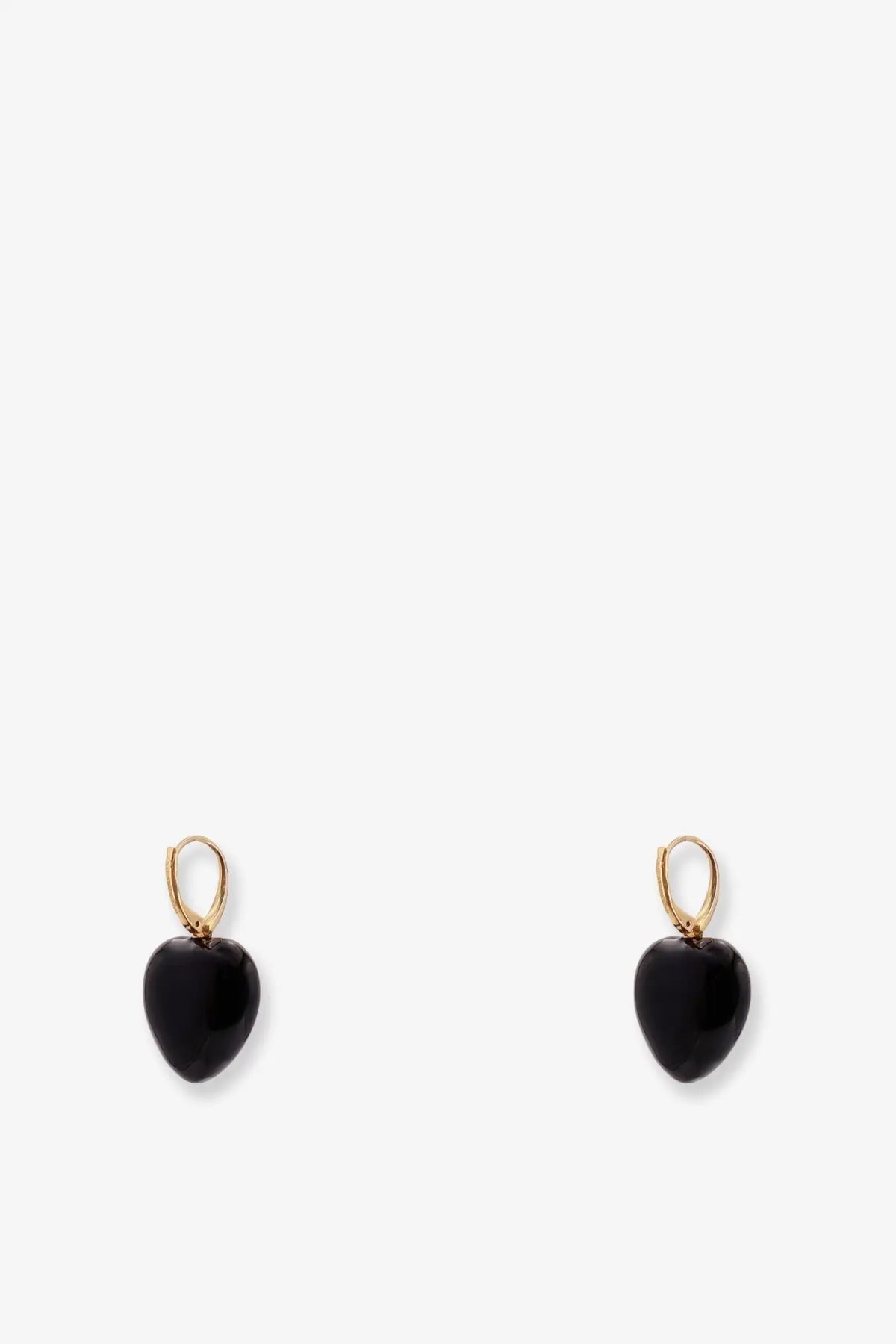 Valentino women’s coeur royal black heart-shaped metal earrings with gold-toned hooks for elegant wear