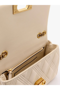 Cream-colored quilted leather Valentino Garavani medium shoulder bag with gold-tone hardware and top handle