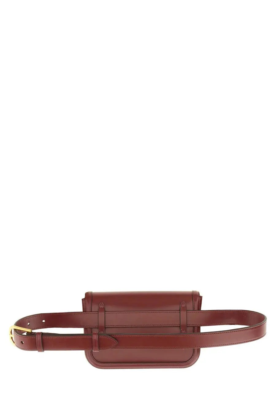 Valentino women’s leather pouch red with rich burgundy leather, structured rectangular body, matching strap, and gold hardware