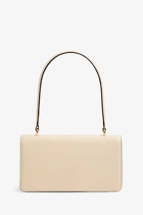 Valentino womens cream leather vlogo shoulder bag with curved top handle and gold-tone hardware in white