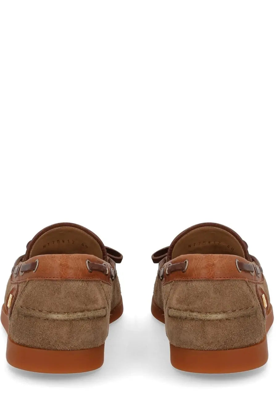 Valentino women’s palm avenue loafer beige tan suede boat shoes with brown leather accents and rubber sole