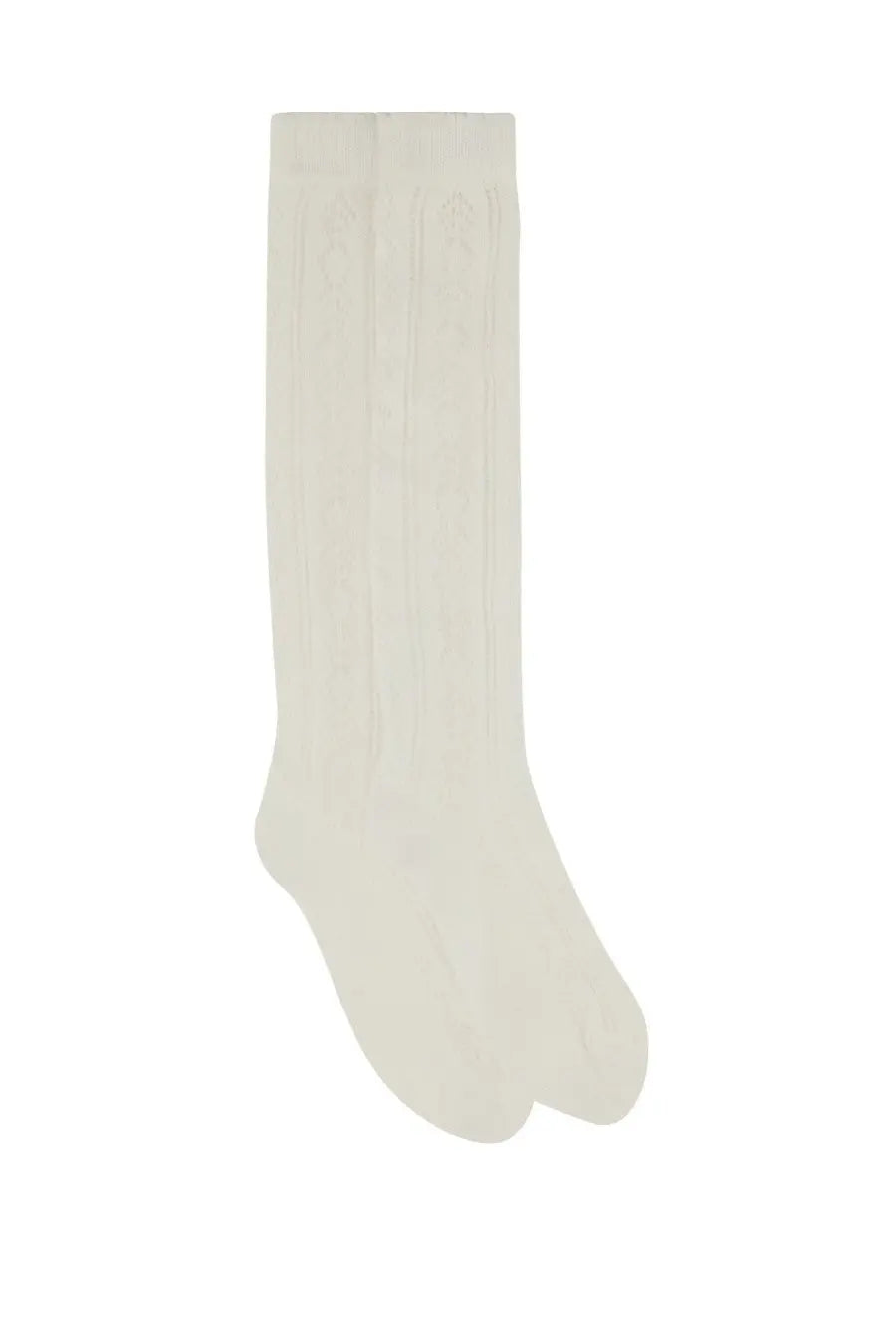 Valentino women’s perforated cotton socks in cream-colored ribbed knee-high design with soft smooth texture