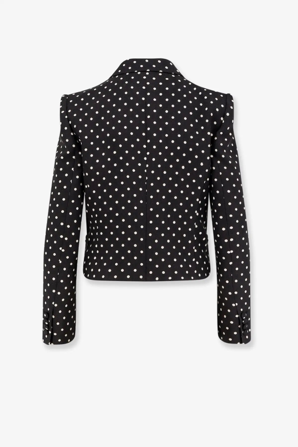 Valentino women’s black viscose blazer with white polka dots featuring tailored fit and structured shoulders