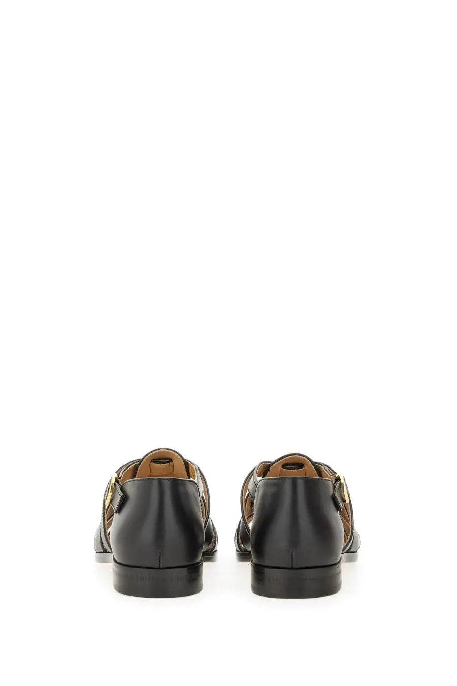 Black leather loafers with gold-tone buckle details from valentino womens sandal fisherman vlog signature black collection