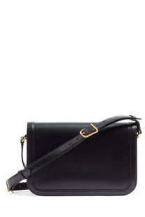 Valentino women’s black leather crossbody bag with gold-tone hardware and adjustable shoulder strap