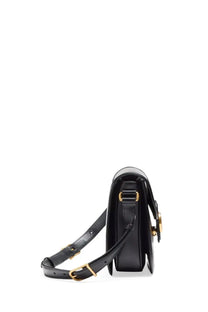 Valentino womens black leather crossbody bag with gold-tone hardware and minimalist shoulder design