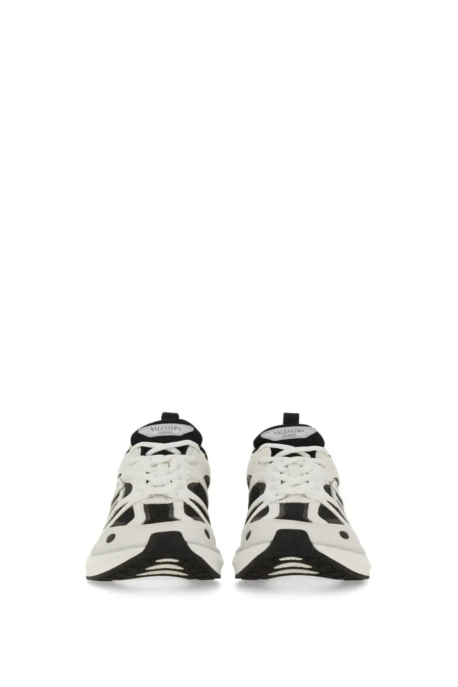 Valentino womens sneaker Vlogo Easyjog white with black accents chunky retro design perforated panels and contrast stitching