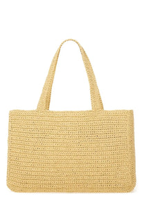 Valentino women’s viva superstar large beige raffia shopping bag with a light beige woven straw tote and textured ribbed pattern