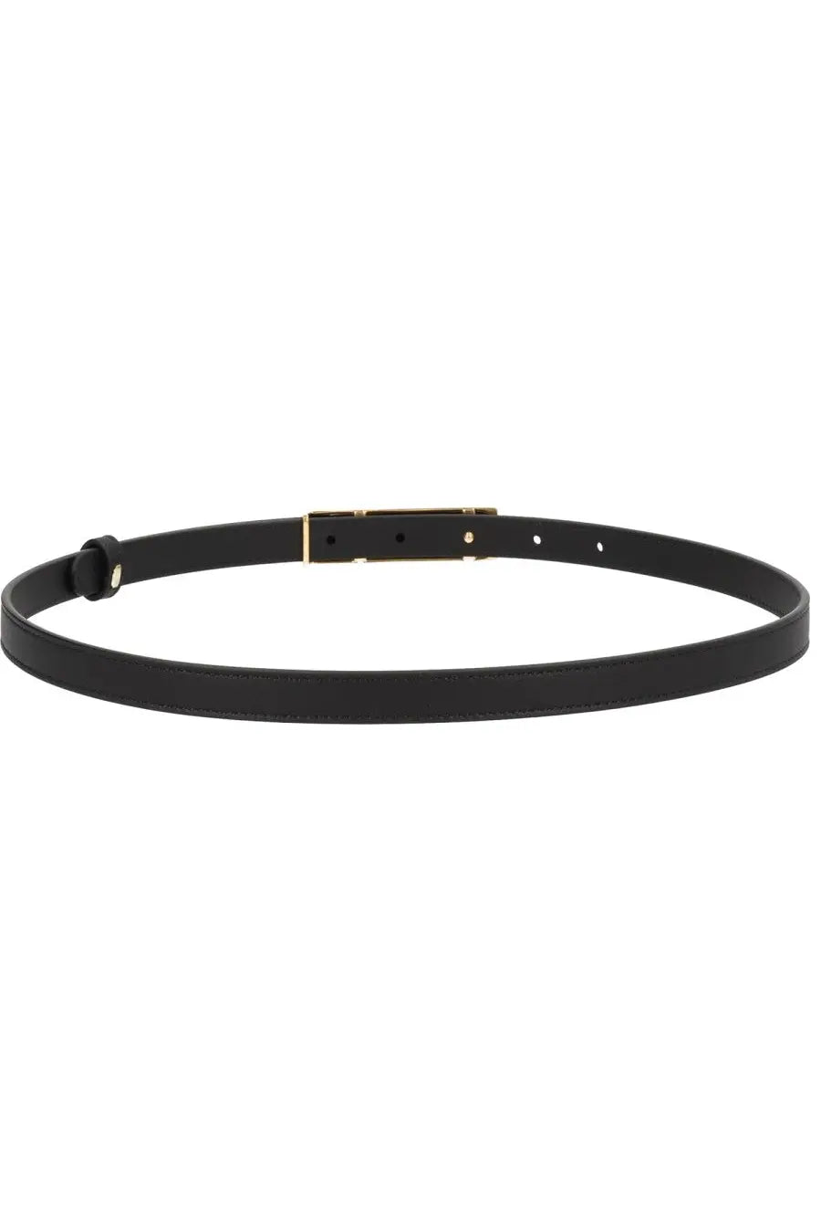 Valentino women’s vlogo signature black leather belt with sleek gold-tone rectangular buckle