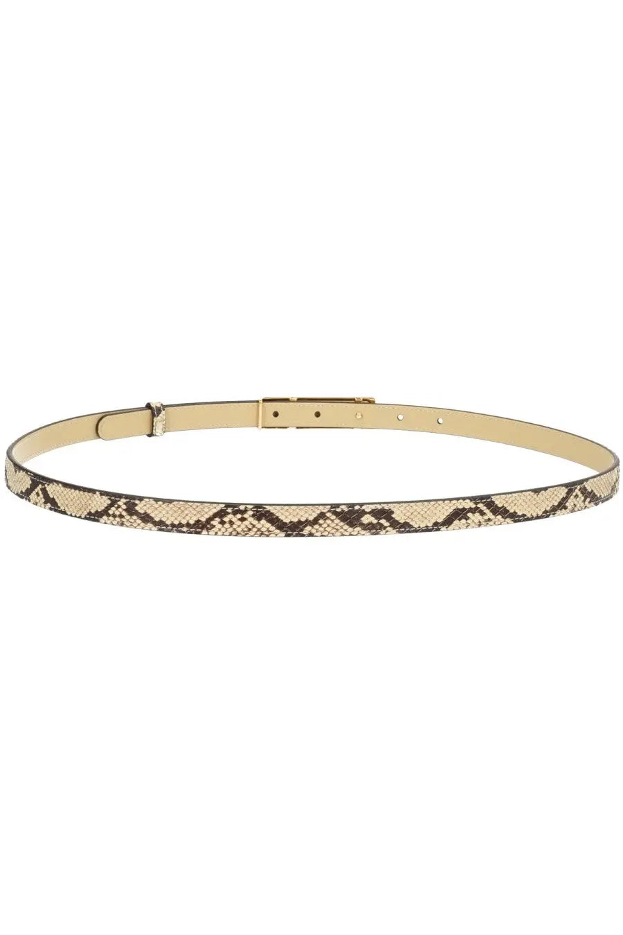 Beige snake-print valentino women’s vlogo signature belt with gold-tone buckle and leather material