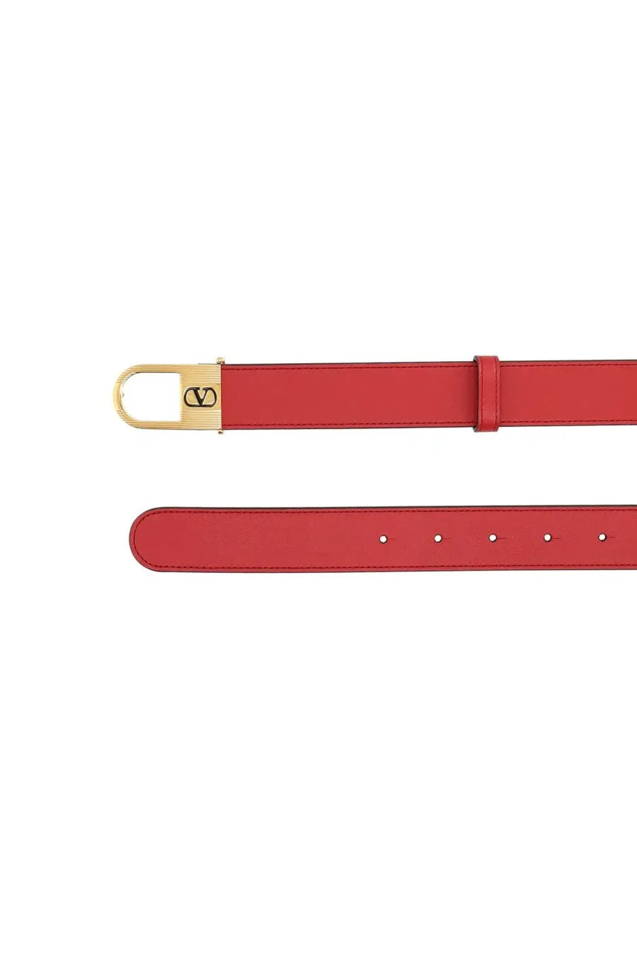 Valentino women’s vlogo signature belt in red leather with gold tone buckle featuring valentino logo