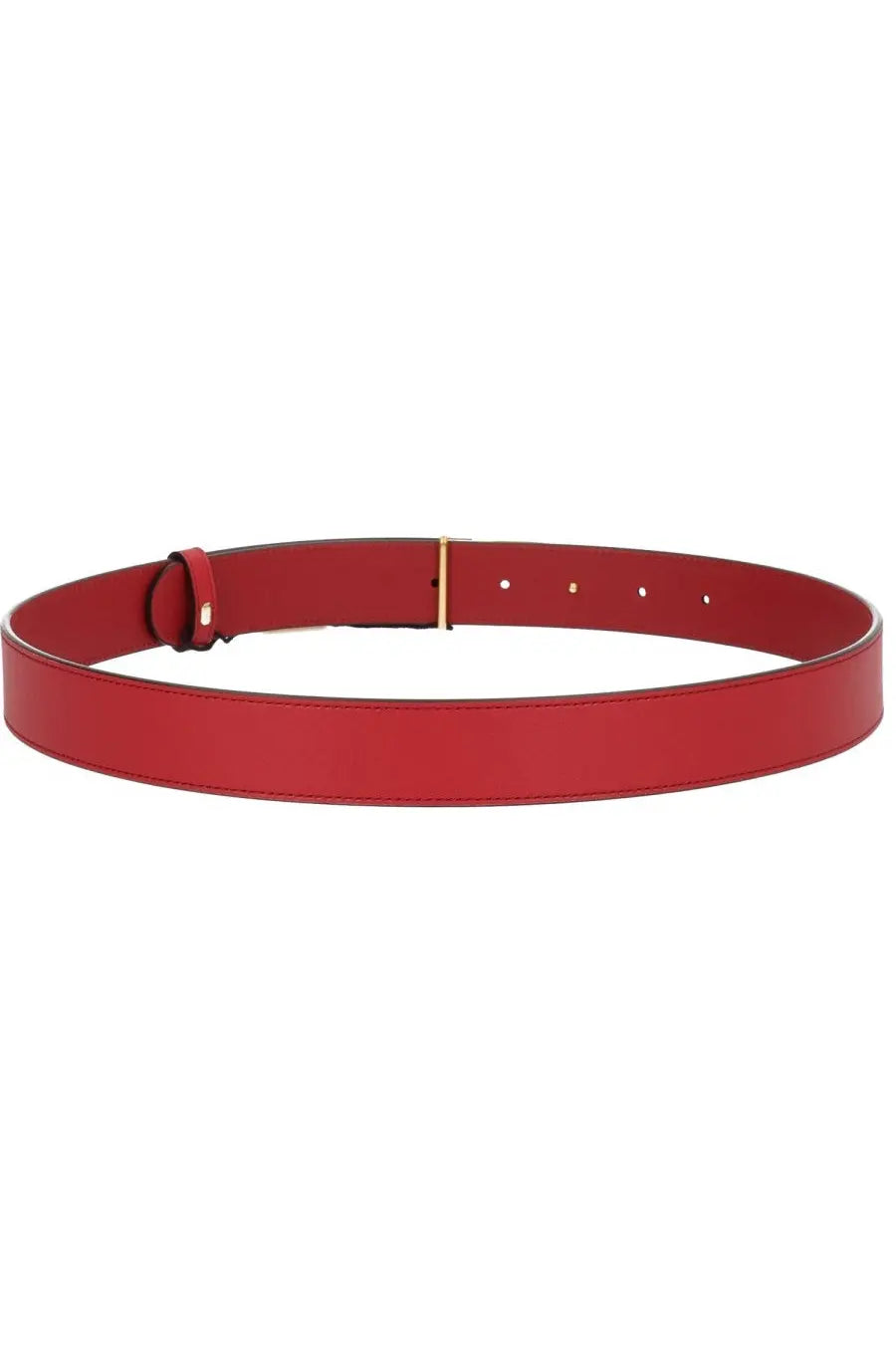 Valentino women’s Vlogo signature belt red in sleek vibrant red leather with minimalist gold-tone buckle and adjustable holes