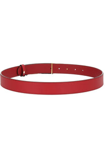 Valentino women’s Vlogo signature belt red in sleek vibrant red leather with minimalist gold-tone buckle and adjustable holes