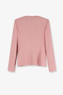 Valentino women’s wool crepe blazer in blush pink with tailored fit and subtle seam detailing