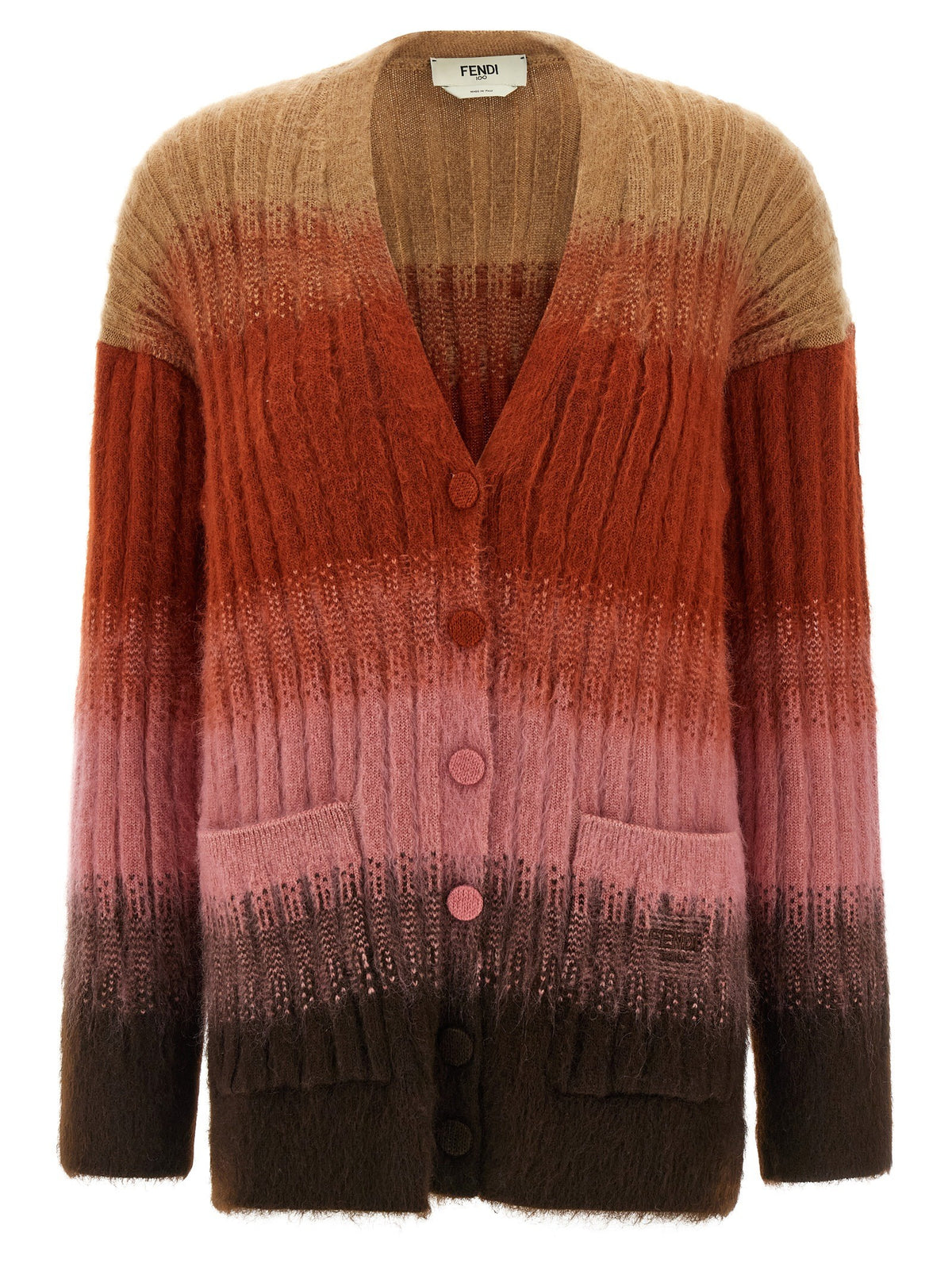 Fendi Vanisé Knit Cardigan Gold