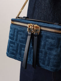 Fendi Women's Vanity FF Fabric Crossbody Bag Grey