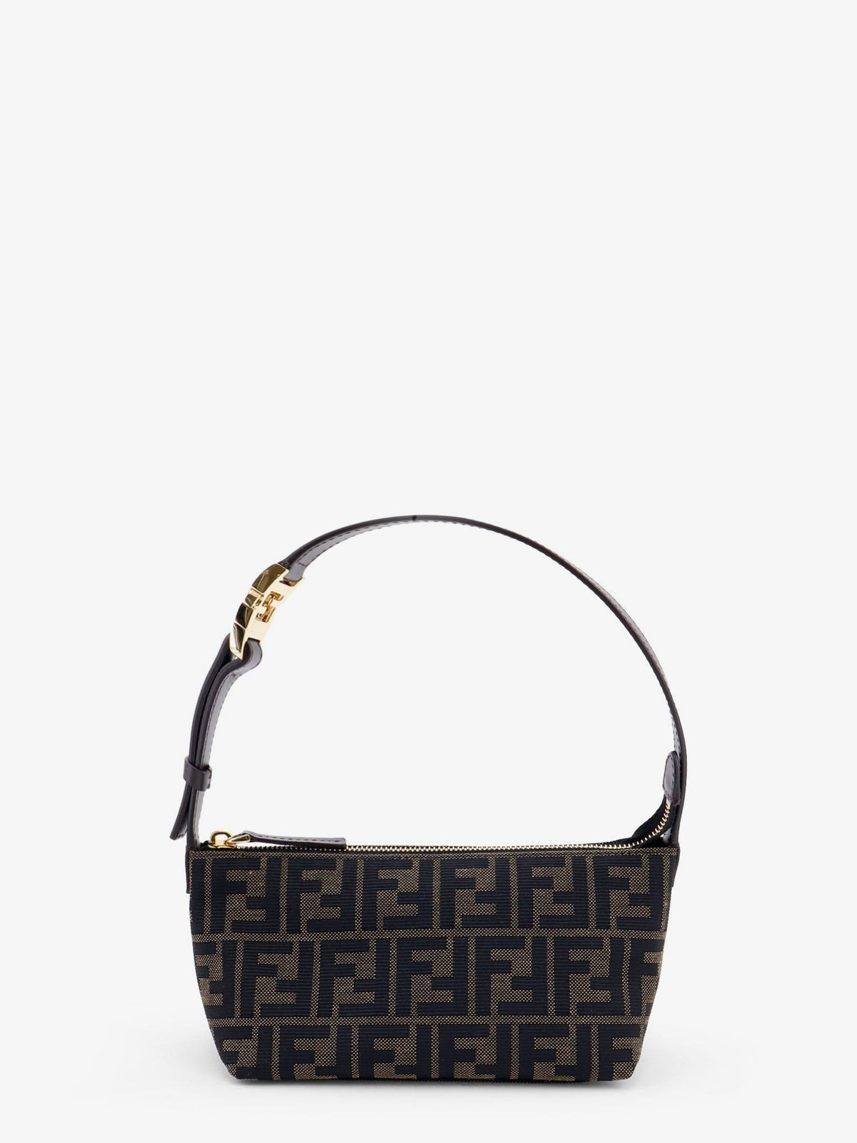Fendi Women's Vanity Pouch FF Jacquard Fabric Small Handbag Black