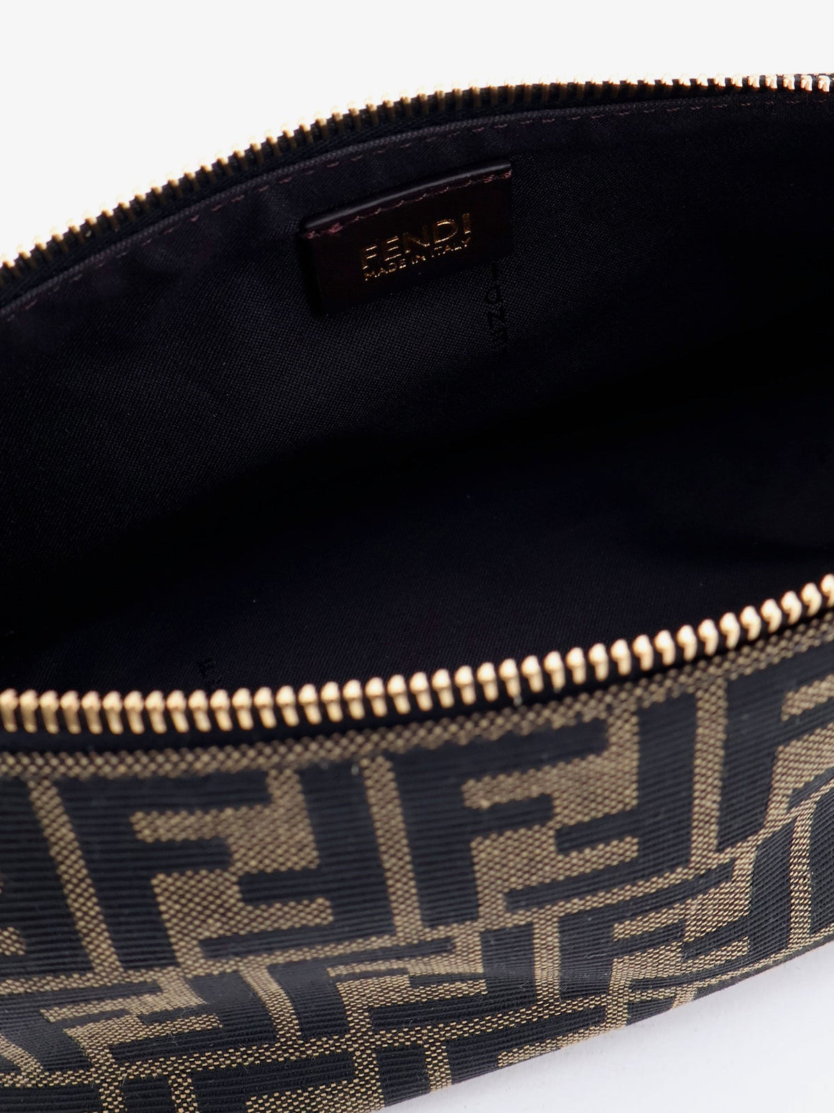 Fendi Women's Vanity Pouch FF Jacquard Fabric Small Handbag Black