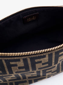 Fendi Women's Vanity Pouch FF Jacquard Fabric Small Handbag Black